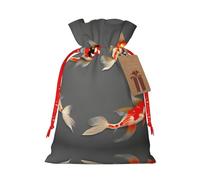 HGFVY Carpes koï traditionnelles avec pois 1 sac fourre-tout avec cordon de serrage 4,7 x 17,5 cm pour cadeau de Noël et rangement et avec étiquettes cadeaux en papier kraft