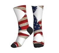 HGFVY Chaussettes de sport rembourrées avec motif aigle et drapeau américain - Chaussettes de sport respirantes - Unisexe, 2 Noir-2, taille unique