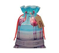 HGFVY Flamingo Beach Sac fourre-tout avec cordon de serrage 4,7 x 17,5 cm pour cadeau de Noël et rangement avec étiquettes cadeaux en kraft