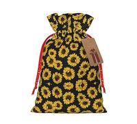 HGFVY Golden Sunflowers Sac fourre-tout avec cordon de serrage 4,7 x 17,5 cm pour cadeau de Noël et rangement avec étiquettes cadeaux en kraft