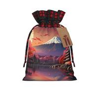HGFVY Japan Mount Fuji Landscape Sac fourre-tout avec cordon de serrage 4,7 x 17,5 cm pour cadeau de Noël et rangement avec étiquettes cadeaux en kraft