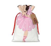 HGFVY Little Ballerina Dancing Girl Sac fourre-tout avec cordon de serrage 21,1 x 30 cm pour cadeau de Noël et rangement avec étiquettes cadeaux en papier kraft