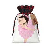 HGFVY Little Ballerina Dancing Girl Sac fourre-tout avec cordon de serrage 4,7 x 17,5 cm pour cadeau de Noël et rangement avec étiquettes cadeaux en kraft