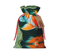 HGFVY Pretty Koi Fish Sac fourre-tout avec cordon de serrage 4,7 x 17,5 cm pour cadeau de Noël et rangement avec étiquettes cadeaux en kraft