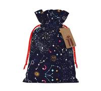 HGFVY Sac fourre-tout avec cordon de serrage Motif carte de la constellation des étoiles 21,1 x 30 cm Pour cadeau de Noël et rangement et étiquettes cadeaux en papier kraft
