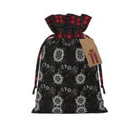 HGFVY Supernatural Symbols Sac fourre-tout avec cordon de serrage Noir 21,1 x 30 cm pour cadeau de Noël et rangement avec étiquettes cadeaux kraft