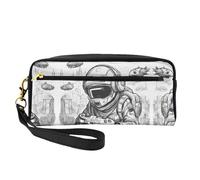 HGFVY Trousse de maquillage monochrome de style esquisse, petite trousse de maquillage de voyage pour femme, double couche, portable, noir, One Size