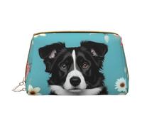 HGFVY Trousse de toilette Border Collie Florals, organisateur de maquillage pour pinceaux de maquillage, rouges à lèvres, blanc, One Size
