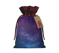 HGFVY Universe With Stars Galaxy Interstellar Sac fourre-tout avec cordon de serrage 21,1 x 30 cm pour cadeau de Noël et rangement avec étiquettes cadeaux kraft