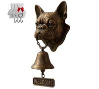 HGFYE Cloche de bienvenue en forme de bouledogue français, rétro drôle, décoration murale en fonte/résine, décoration murale de ferme et cadeau de pendaison de crémaillère (avec 3 crochets adhésifs)
