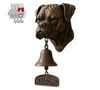 HGFYE Cloche de bienvenue en forme de chien Boxer, rétro drôle d'animal - Cloche murale décorative en fonte/résine à suspendre - Décoration murale de ferme et cadeau de pendaison de crémaillère (avec