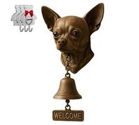 HGFYE Cloche de bienvenue en forme de chihuahua, rétro drôle en forme d'animal - Cloche murale décorative en fonte/résine à suspendre - Décoration murale de ferme et cadeau de pendaison de crémaillère