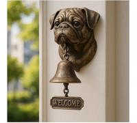 HGFYE Sonnette de porte de bienvenue pour chien - Sonnette de porte en forme d'animal - Carillon mural vintage en fonte - Figurine fantaisie à suspendre - Décoration extérieure - Cloches de dîner