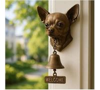 HGFYE Sonnette de porte de bienvenue pour chien - Sonnette de porte en forme d'animal - Carillon mural vintage en fonte - Figurine fantaisie à suspendre - Décoration extérieure - Cloches de dîner