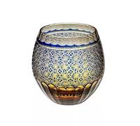 HGFYE Verre à Whisky En Cristal Taillé à La Japonaise - Motif Kagome Bleu Et Or | Verre à Saké/Verre Artisanal Fait Main | Cadeau Traditionnel Japonais En Cristal Kagami Pour Les Occasions SpéCiales