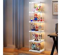 Hggdsac Armoire de vitrine de Figurine,avec LED,Cabinet de curiosités, etagere figurine,Espace de rangement flexible,Largement Applications, pour le Salon et la Chambre 5niveaux: L×W×H:40*33*154cm