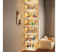 Hggdsac Armoire de vitrine de Figurine,avec LED,Cabinet de curiosités, etagere figurine,Espace de rangement flexible,Largement Applications, pour le Salon et la Chambre 6niveaux: L×W×H:40*33*184cm