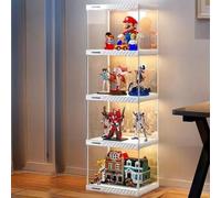 Hggdsac Armoire de vitrine de Figurine,avec LED,Cabinet de curiosités, etagere figurine,Espace de rangement flexible,Largement Applications, pour le Salon et la Chambre 4niveaux: L×W×H:40*33*124cm
