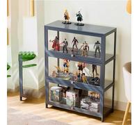 Hggdsac Armoire vitrine, Armoire Collection, Etagere vitrine, Meuble vitrine Salon, vitrine avec Acrylique, Installation Simple, Grande capacité, pour Le Salon et la Chambre, 40cm×33cm×106cm, Gris