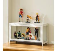 Hggdsac Armoire vitrine, Armoires de curiosités, de Figurine Armoire, Meuble Bambou, De Figurines Et Objets Rares, Trois côtés Transparents,1 étage, 60cm×33cm×73cm, Blanc
