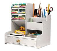 Hggzeg Organiseur de bureau blanc avec tiroir multifonctionnel pour la maison, le bureau et l'école (PB17-Blanc)