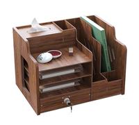 Hggzeg Organiseur en Bois de Bureau de Grande Capacité A4, Trieur de Documents et Boîte de Rangement pour Fournitures à Faire Soi-même pour la Maison, l'École, Marron