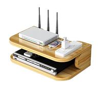 Hggzeg Routeur WiFi Boîte de Rangement Étagères Flottantes TV Set-Top Rack Mural Multicouche Gestion de Câbles Étagère de Rangement pour Décoration Murale (ji01,Bois de Cerise)