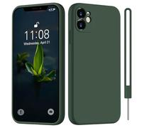 HGH Coque de protection en silicone pour iPhone 12 Mini - Avec cordon - Protection complète ultra fine avec doublure intérieure en microfibre douce - Résistant aux rayures - Vert