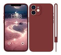 HGH Coque de protection en silicone pour iPhone 12 Mini - Protection complète pour iPhone 12 Mini - Ultra fine - Avec doublure intérieure en microfibre douce - Anti-rayures - Rouge foncé