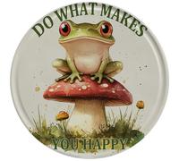 HGIEJPTIK Panneau en métal rond amusant grenouille Do What Makes You Happy pour la maison, la cuisine, le jardin, la cour, le bureau 20,3 x 20,3 cm