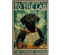 HGIEJPTIK Plaque en métal avec inscription « All Food Must Go To The Lab For Further Testing » - Décoration murale de cuisine - 30,5 x 40,6 cm