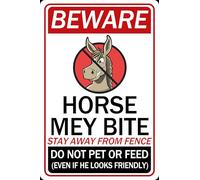 HGIEJPTIK Plaque en métal avec inscription « Beware Horse Mey Bite Stay From Fence Do Not Pet Or Feed Even If He Looks Friendly For The Courtyard » Décoration de la ferme Ma She 20,3 x 30,5 cm