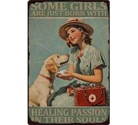 HGIEJPTIK Plaque en métal « Some Girls Are Just Bron With Healing Passion In Their Souls » pour la maison, le bureau, la cour, le café - Décoration murale 30,5 x 40,6 cm