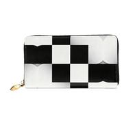 HGIUYDRD Blue Purple Geometry Print Portefeuille élégant et compact pour femme Motif double face, Blocs noirs et blancs, Taille unique