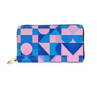HGIUYDRD Blue Purple Geometry Print Portefeuille élégant et compact pour femme Motif double face, Géométrie bleue et rose, Taille unique