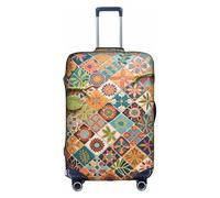 HGIUYDRD Housse de bagage à motif plumes de paon - Housse de valise pour bagages avec tissu élastique extensible, quatre tailles, Belle grille, XL
