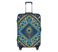 HGIUYDRD Housse de bagage à motif plumes de paon - Housse de valise pour bagages avec tissu élastique extensible, quatre tailles, Plumes de paon., L
