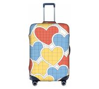 HGIUYDRD Housse de bagage colorée avec imprimé cœur vin - Housses de valise pour bagages avec tissu élastique extensible, quatre tailles, Amour coloré, L