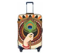 HGIUYDRD Housse de bagage imprimée cercles colorés - Housses de valise pour bagages avec tissu élastique extensible, quatre tailles, Étoile en plumes de style, XL