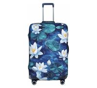 HGIUYDRD Housse de bagage jaune avec imprimé tournesol - Housses de valise pour bagages avec tissu élastique extensible, quatre tailles, Lotus blanc, S