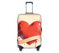 HGIUYDRD Housse de bagage rose transparente avec motif cœur - Housse de valise pour bagages avec tissu élastique extensible, quatre tailles, Forever Love, S