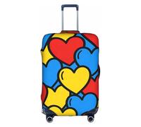 HGIUYDRD Housse de bagage rose transparente avec motif cœur - Housse de valise pour bagages avec tissu élastique extensible, quatre tailles, Amour mignon, L