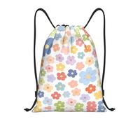 HGIUYDRD Sac à dos léger avec cordon de serrage et imprimé marguerites à rayures pour le sport et la plage, Fragments floraux colorés, S