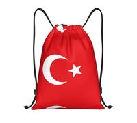 HGIUYDRD Sac à dos léger avec cordon de serrage imprimé drapeau allemand, sac de sport et sac de plage pour voyage et fitness, Drapeau de la Turquie, S