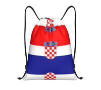 HGIUYDRD Sac à dos léger avec cordon de serrage imprimé drapeau de la Sarre Sac de sport et sac de plage pour voyage et fitness, Drapeau de la République de Croatie, S