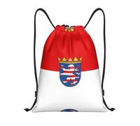 HGIUYDRD Sac à dos léger avec cordon de serrage imprimé drapeau de Rhénanie du Nord-Westphalie Sac de sport et sac de plage pour voyage et fitness, Drapeau de la Hesse, M
