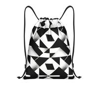 HGIUYDRD Sac à dos léger avec cordon de serrage imprimé zigzag monochrome élégant sac de sport et sac de plage pour voyage et fitness, Pied de poule monochrome, S