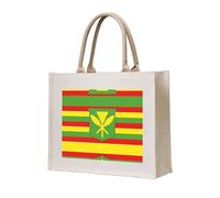 HGIUYDRD Sac fourre-tout réutilisable en toile avec imprimé drapeau de l'État de l'Oregon, sac de plage et cadeau de coupe du monde pour un usage quotidien, Drapeau hawaïen indien, Taille unique