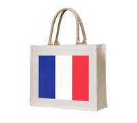 HGIUYDRD Sac fourre-tout réutilisable en toile avec imprimé drapeau de l'État de l'Oregon, sac de plage et cadeau de coupe du monde pour un usage quotidien, Drapeau français, Taille unique
