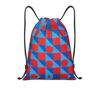 HGIUYDRD Starburst Sac à dos léger avec cordon de serrage Motif mandala Sac de sport et de plage pour voyage et fitness, Rouge à pois bleus, M